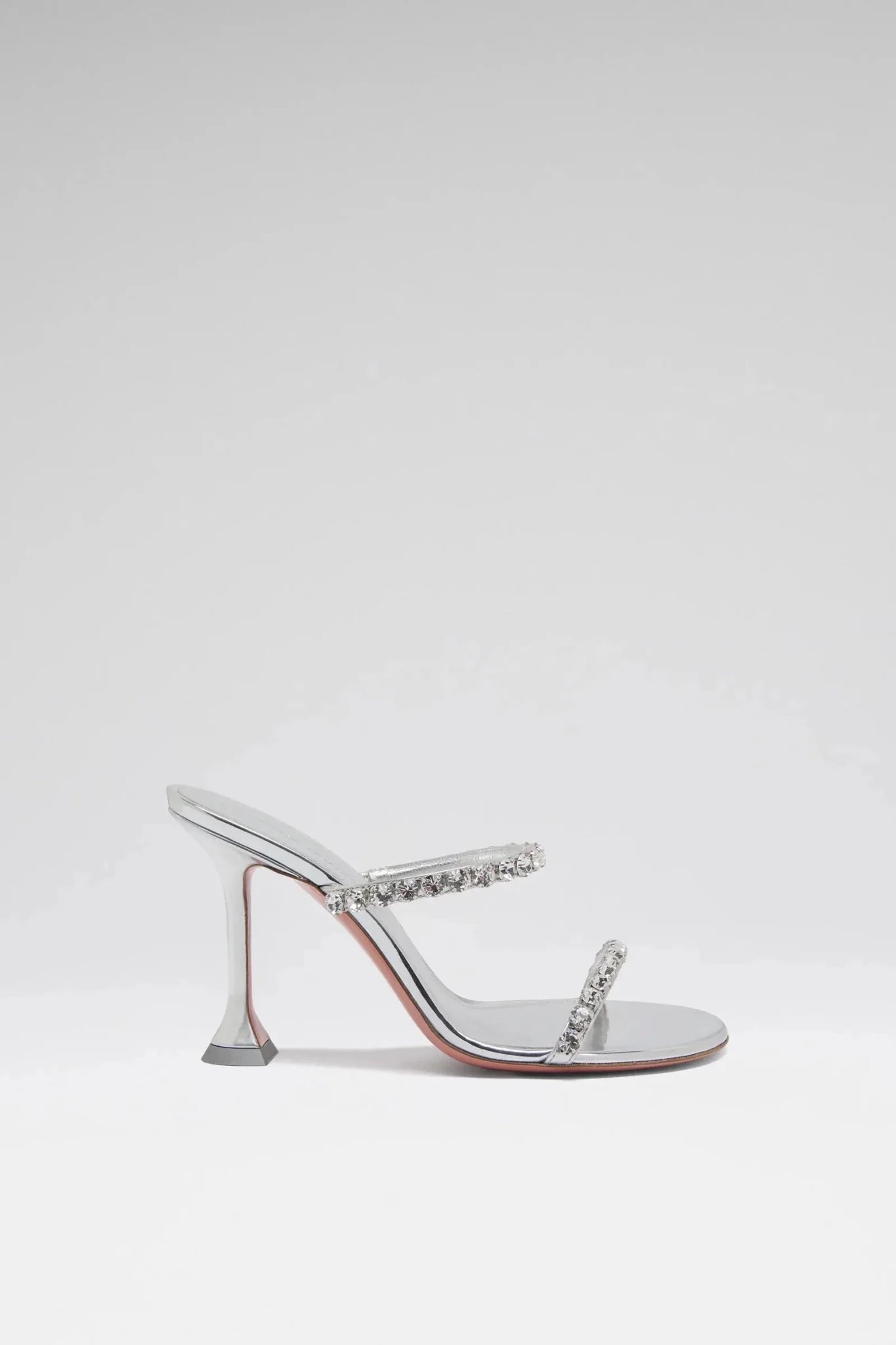 Sandales Gigi 95 mini talon argent miroir cristaux blancs OnlyHeels