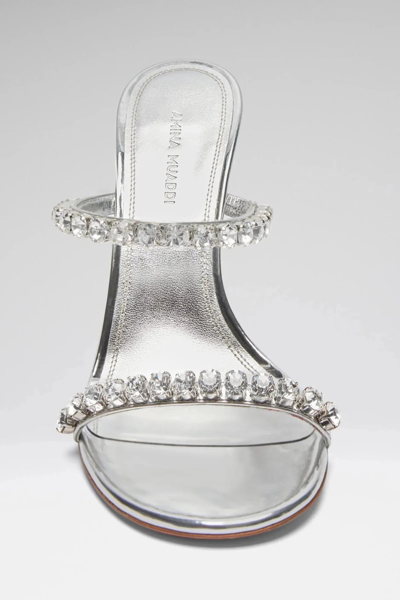 Sandales Gigi 95 argent miroir cristaux détail bride OnlyHeels