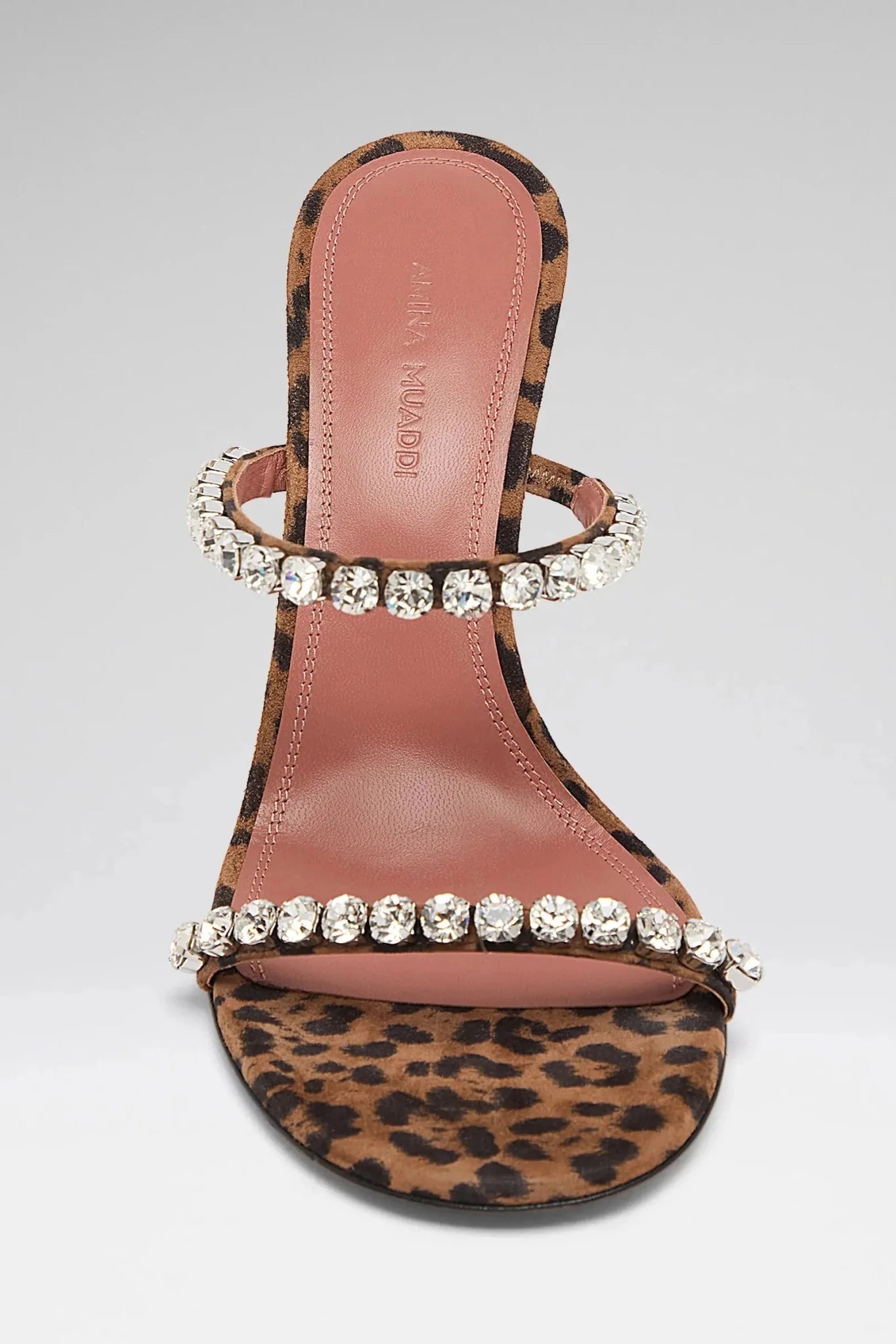 Sandales Gigi 95 daim léopard cristaux vue arrière OnlyHeels