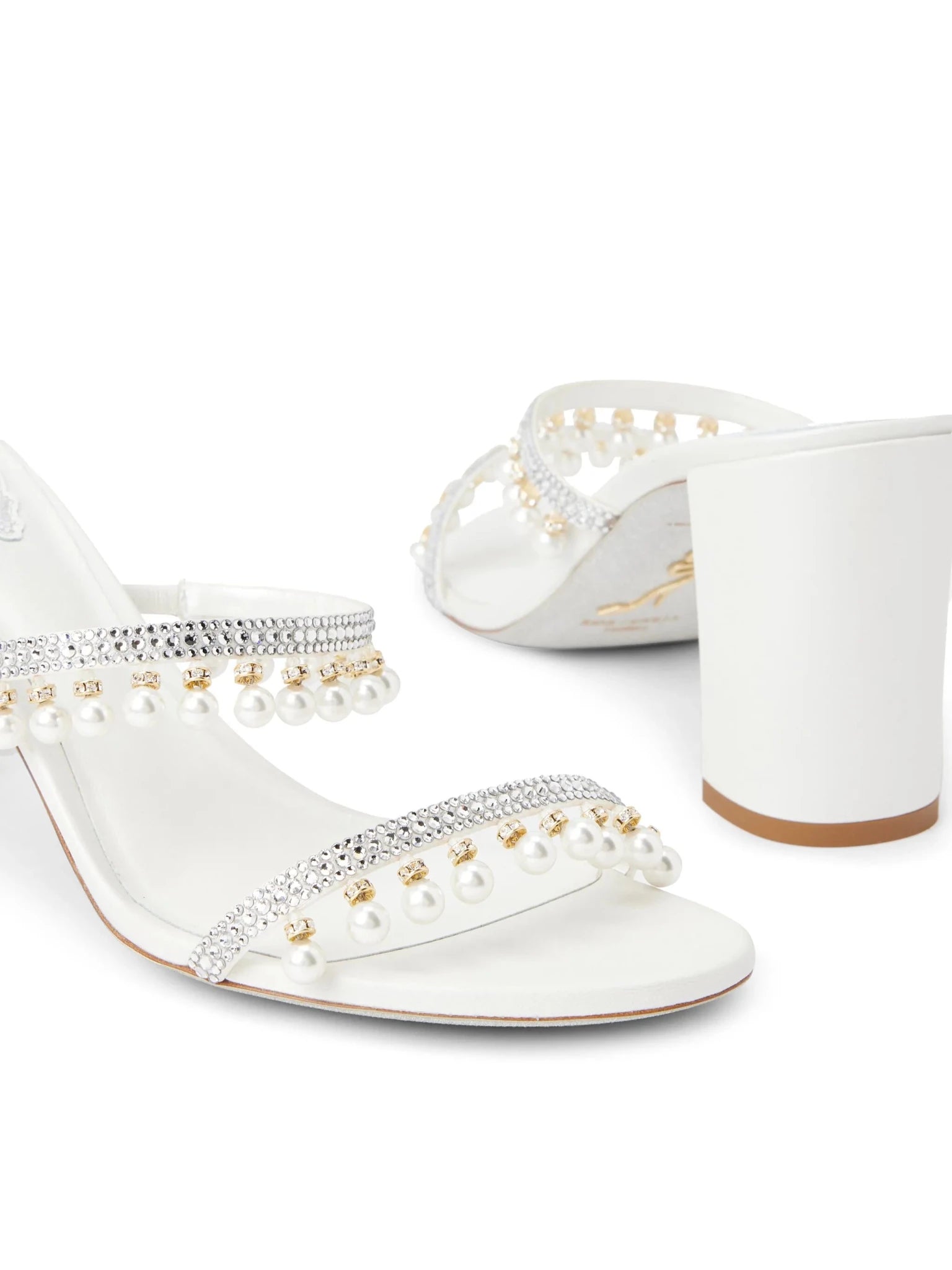 Mules Chandelier perles strass blanches vue arrière OnlyHeels