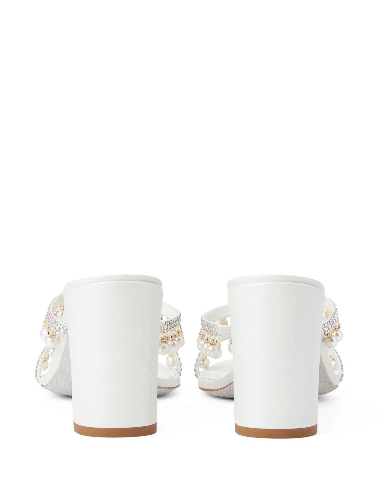 Mules Chandelier perles strass blanches vue de face OnlyHeels
