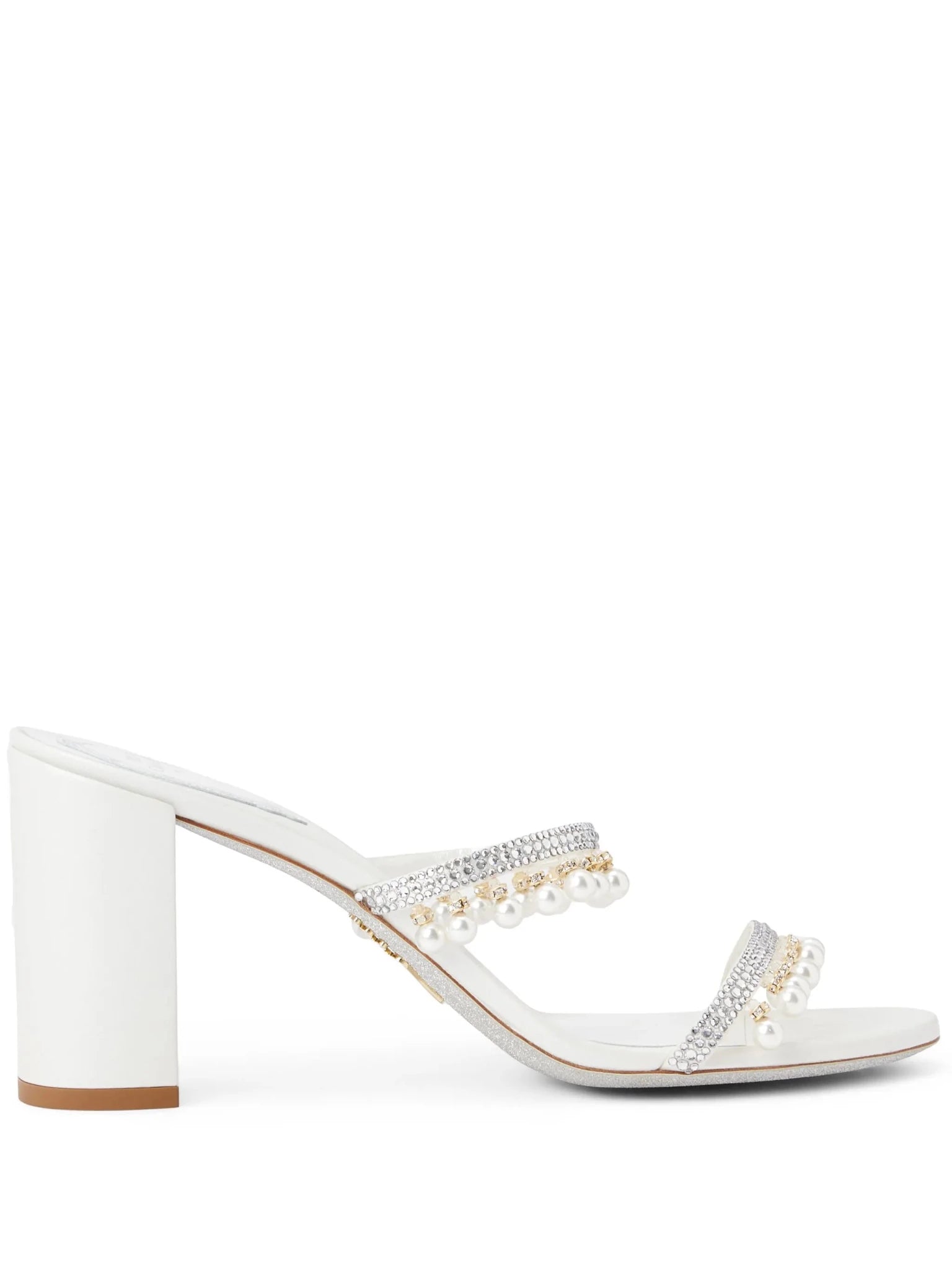 Mules Chandelier perles strass blanches vue de côté OnlyHeels