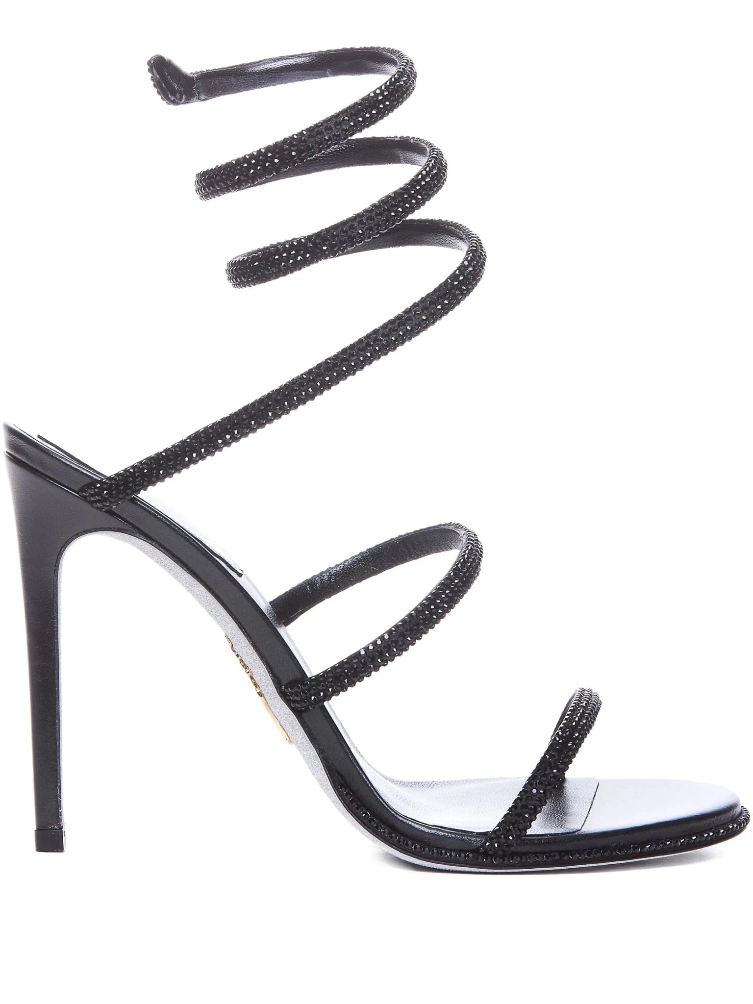 Sandales à talon 105mm cuir noir premium vue de côté OnlyHeels