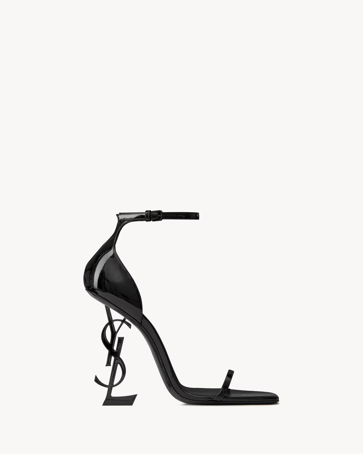 Sandales Opyum 110 cuir verni noir talon Cassandre vue face