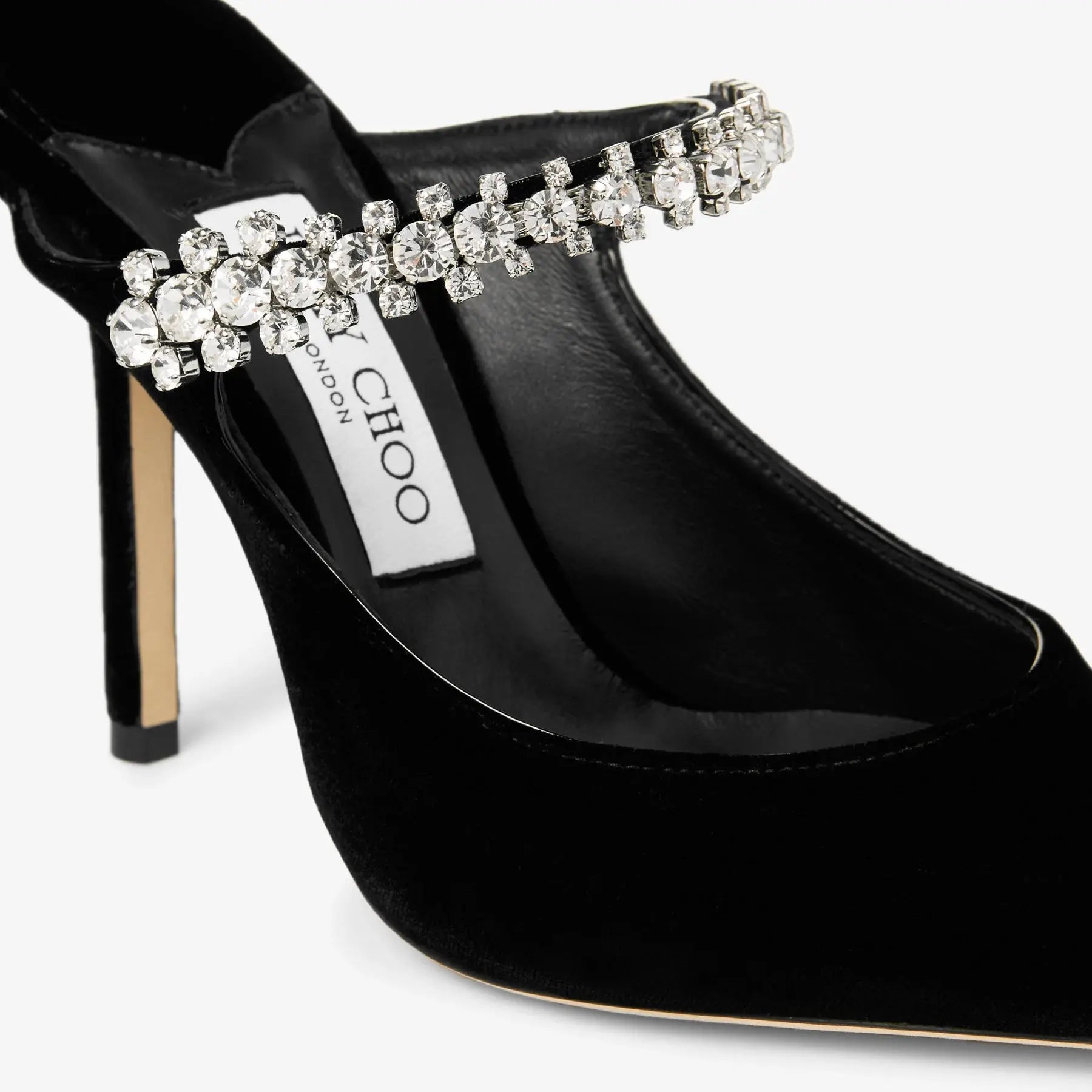 Mules Bing 100 velours noir cristaux détail bride OnlyHeels