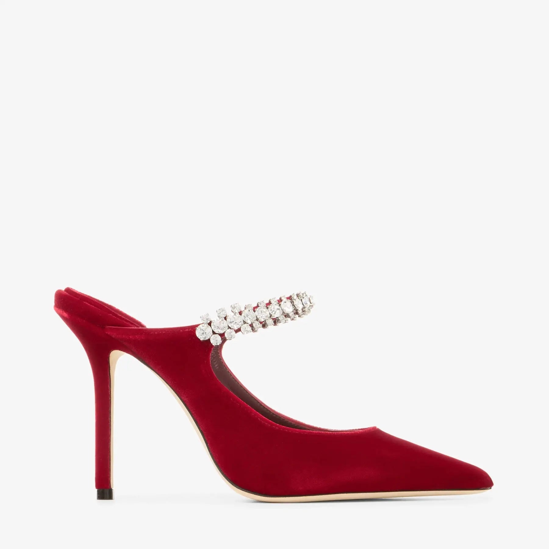 Mules Bing 100 velours rouge cristaux talon stiletto OnlyHeels