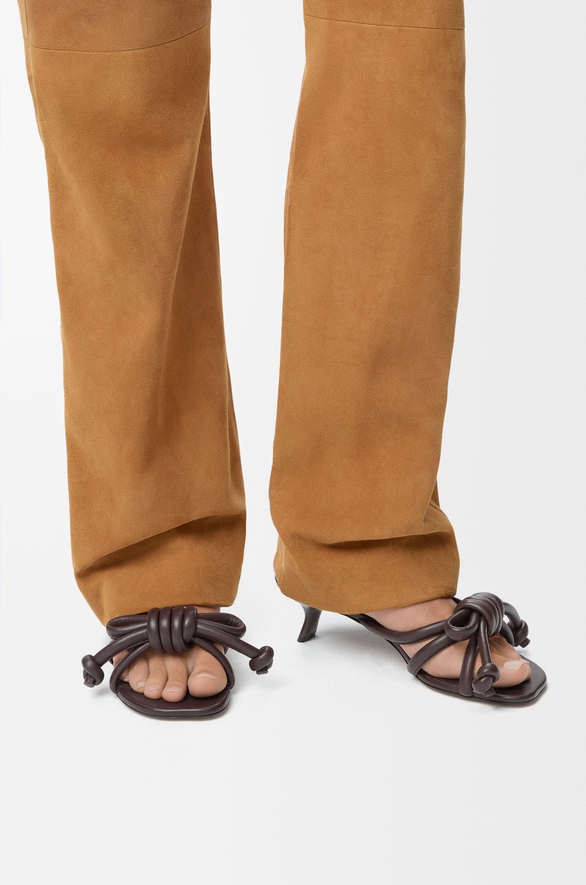 Sandales Flamenco Knot cuir agneau marron brownie bout pétale OnlyHeels