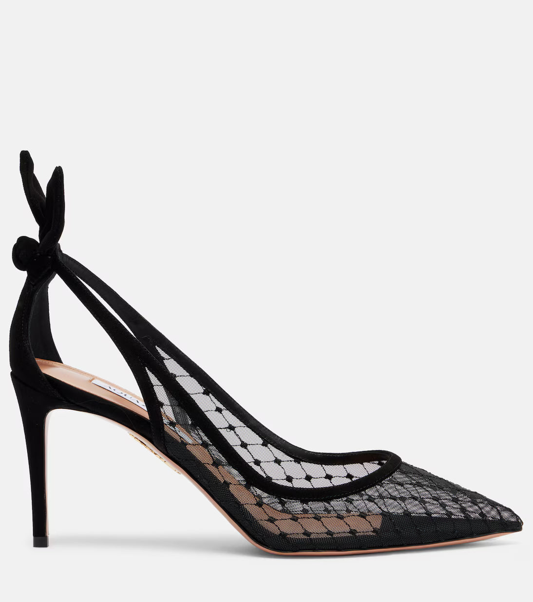 Escarpins Bow Tie 85 mesh noir détail nœud daim