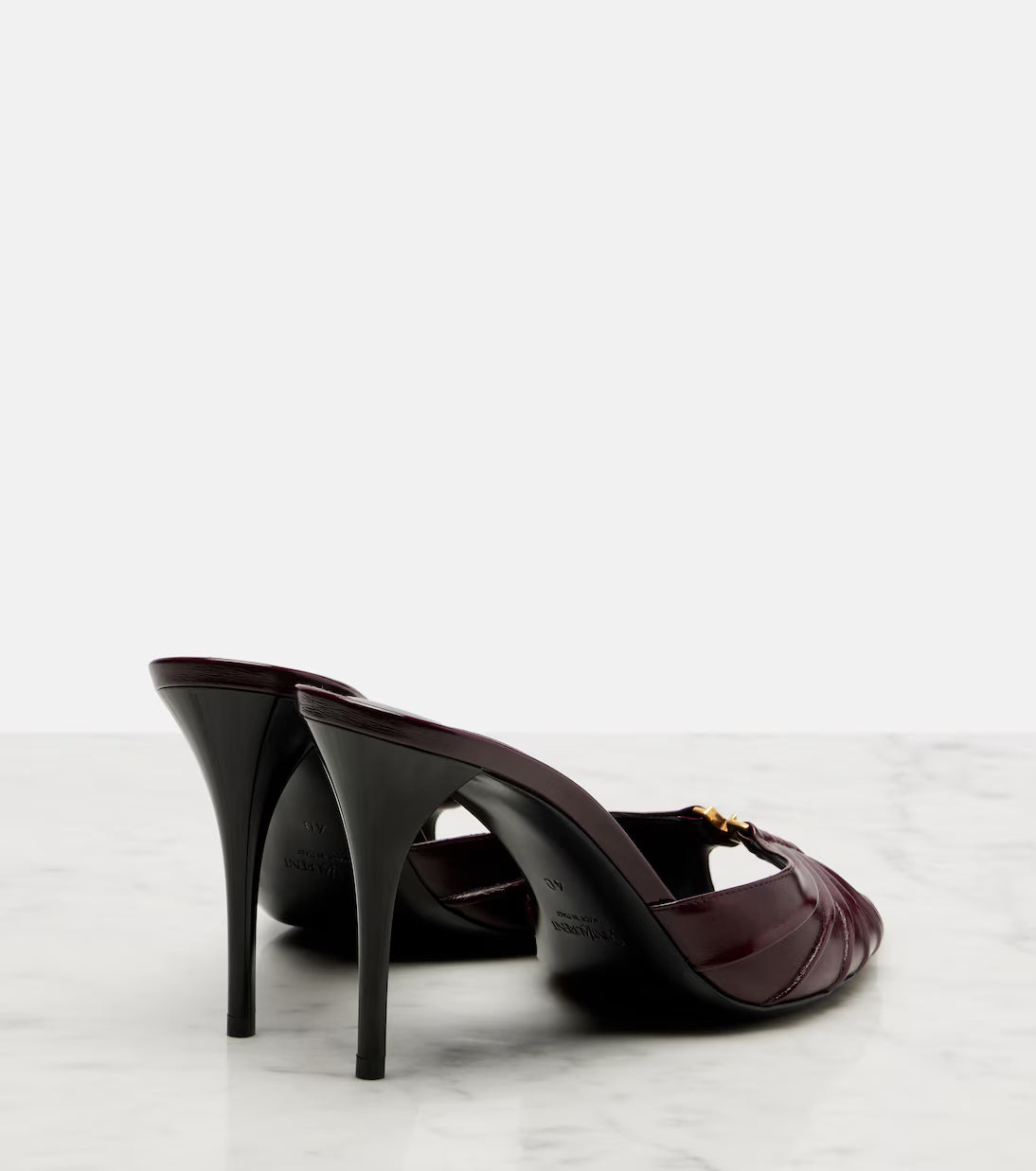 Mules Babylone 90 cuir agneau noir vue de face