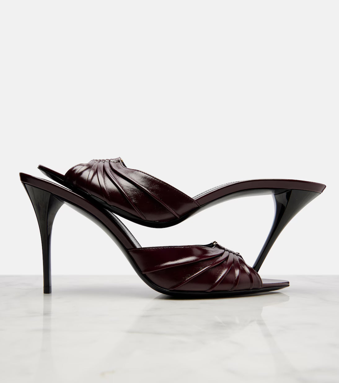 Mules Babylone 90 cuir agneau noir vue dessus