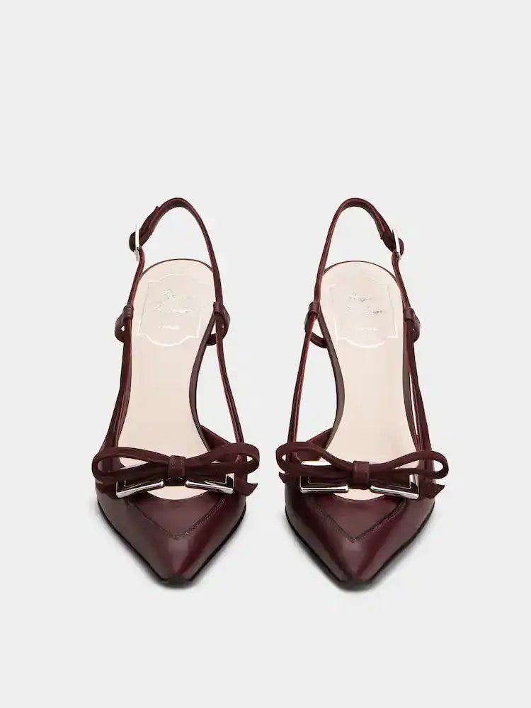 Escarpins slingback talon virgule 75mm velours bordeaux vue de côté OnlyHeels