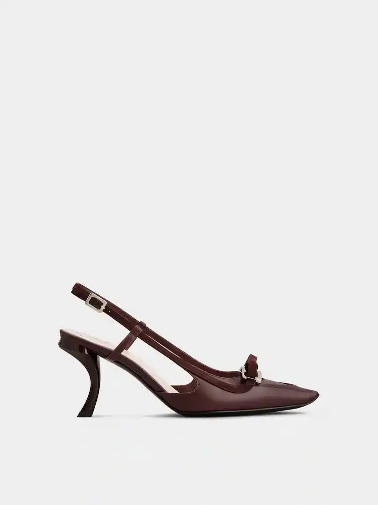 Escarpins slingback talon virgule 75mm velours bordeaux vue arrière OnlyHeels