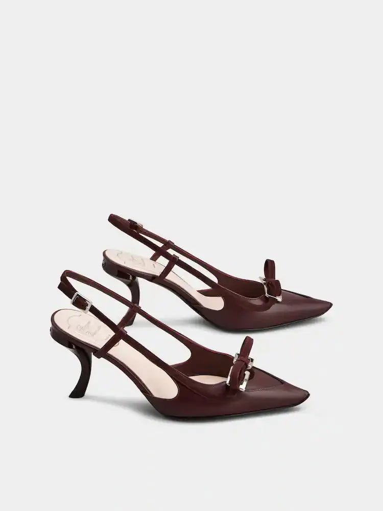 Escarpins slingback talon virgule 75mm velours bordeaux vue 3/4 OnlyHeels