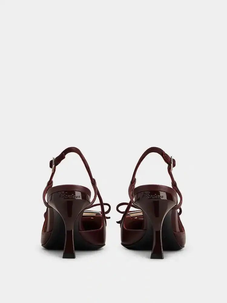 Escarpins slingback talon virgule 75mm velours bordeaux vue de face OnlyHeels