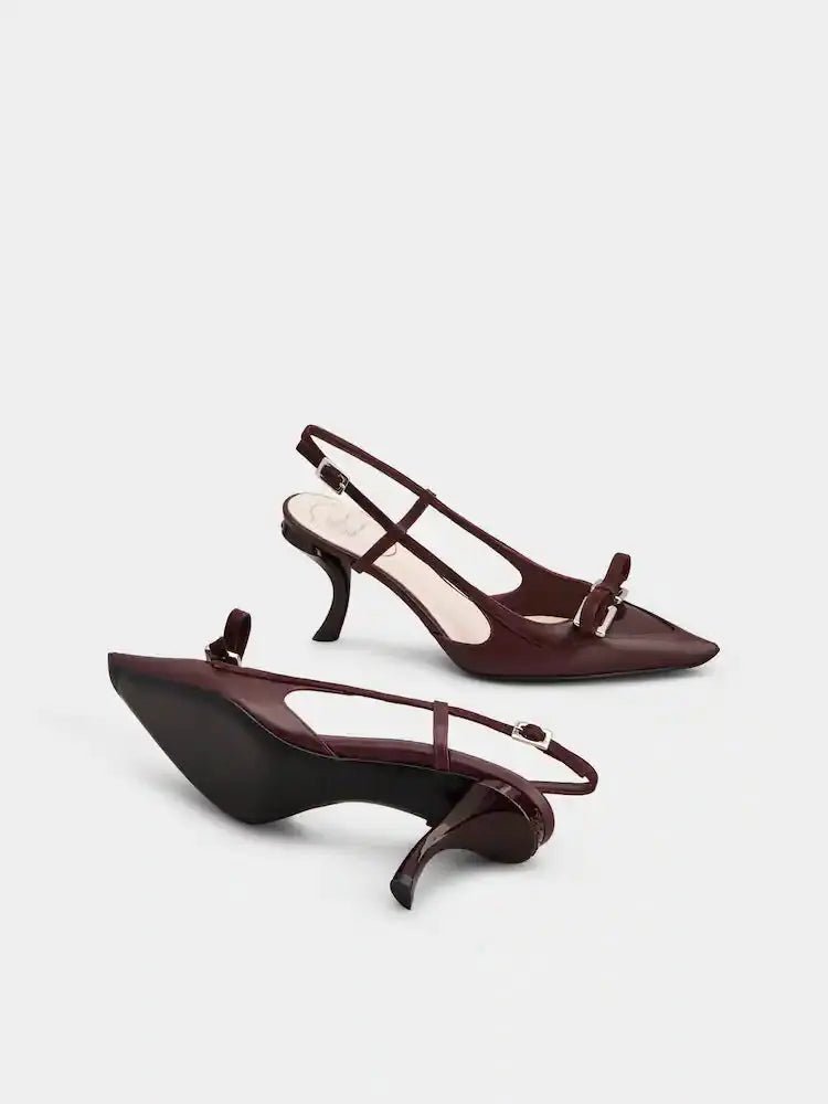 Escarpins slingback talon virgule 75mm velours bordeaux vue dessus OnlyHeels