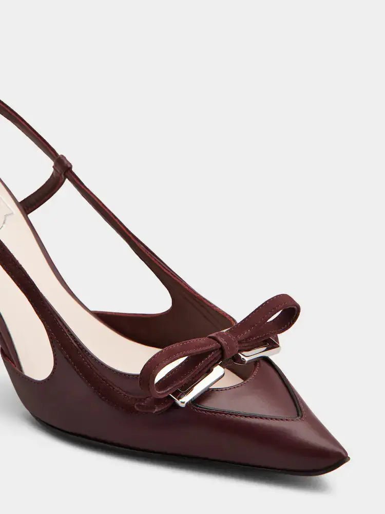 Escarpins slingback talon virgule 75mm velours bordeaux détail OnlyHeels