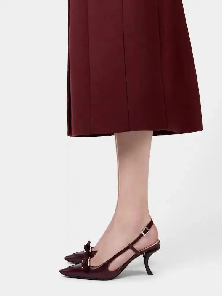 Escarpins slingback talon virgule 75mm velours bordeaux silhouette portée OnlyHeels