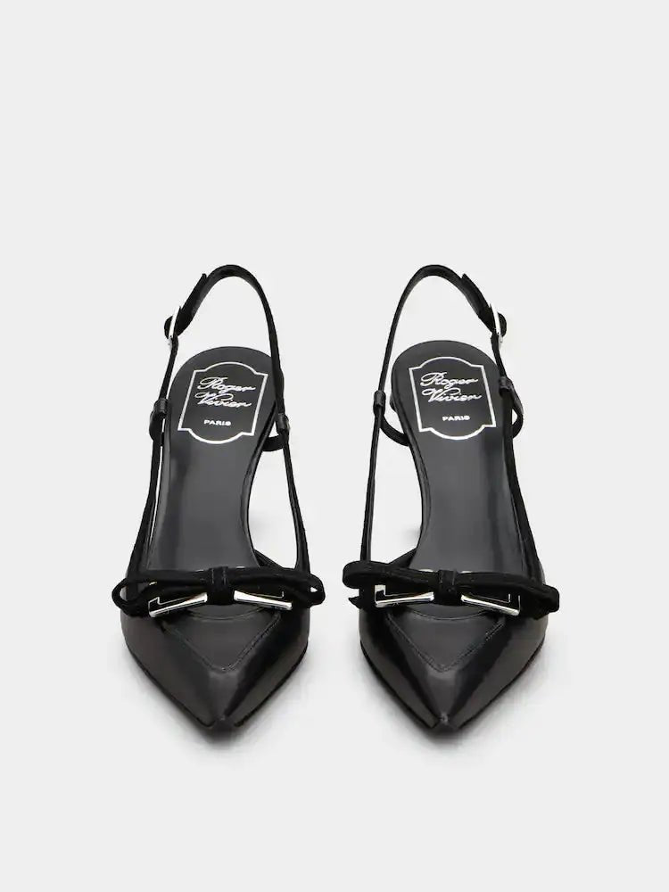 Escarpins slingback talon virgule 75mm cuir noir vue de côté OnlyHeels
