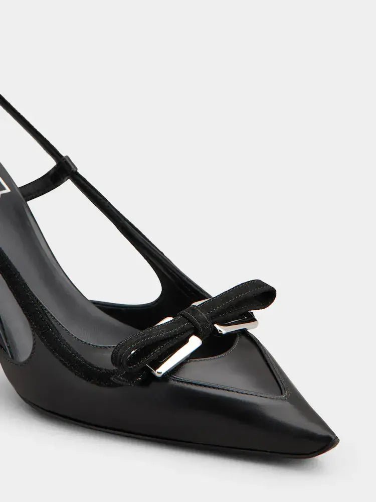 Escarpins slingback talon virgule 75mm cuir noir détail boucle OnlyHeels